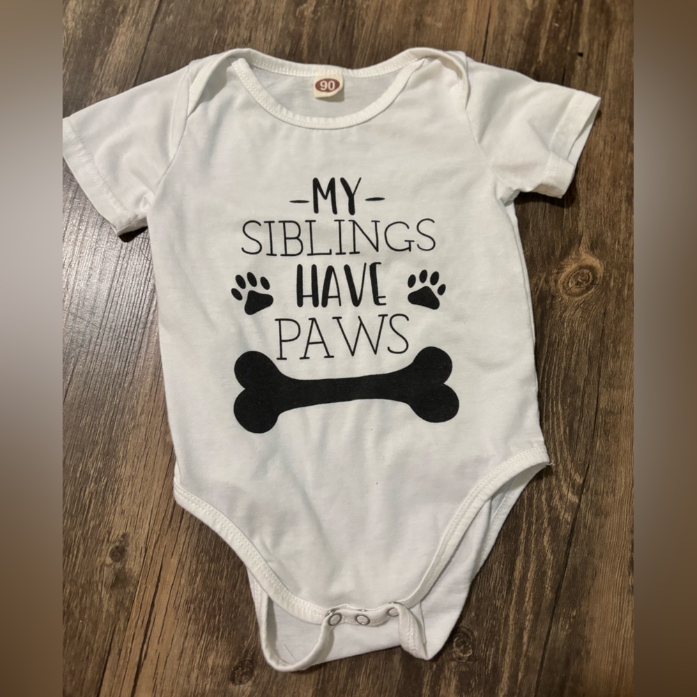 White Dog-Themed Baby Onesie